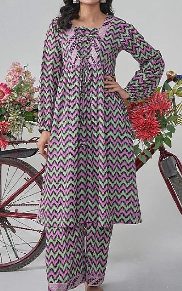 Khas Pink/Green Lawn Suit (2 pcs) | Pakistani Lawn Dress in USA- Image 1