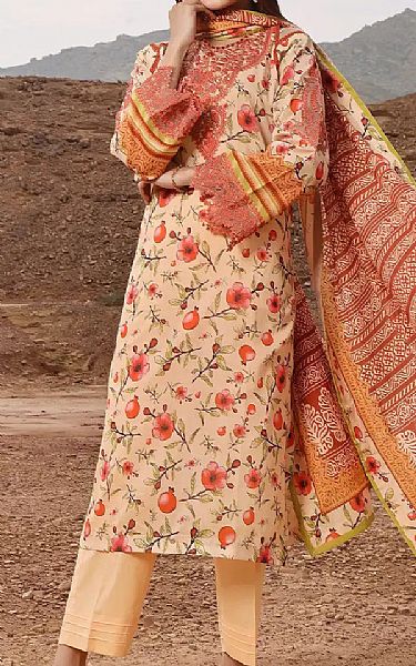 Khas Beige Lawn Suit | Pakistani Lawn Suits- Image 1