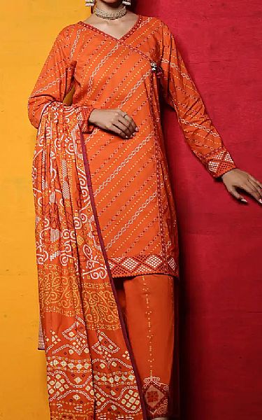 Khas Bright Orange Lawn Suit | Pakistani Lawn Suits- Image 1