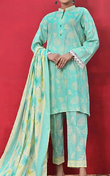 Khas Turquoise Lawn Suit | Pakistani Lawn Suits- Image 1