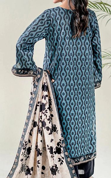Khas Slate Blue/Beige Lawn Suit | Pakistani Lawn Dress in USA- Image 2