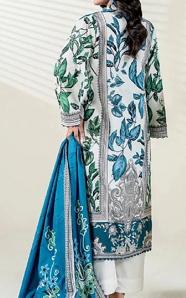 Khas Off White/Teal Lawn Suit | Pakistani Lawn Dress in USA- Image 2