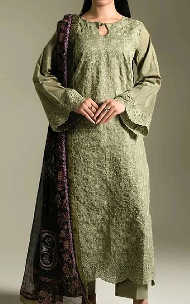 Khas Olive Lawn Suit | Pakistani Lawn Dress in USA- Image 1