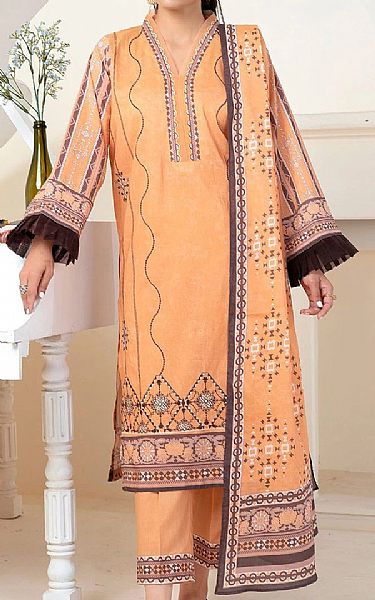 Khas Peachy Orange Lawn Suit | Pakistani Lawn Dress in USA- Image 1