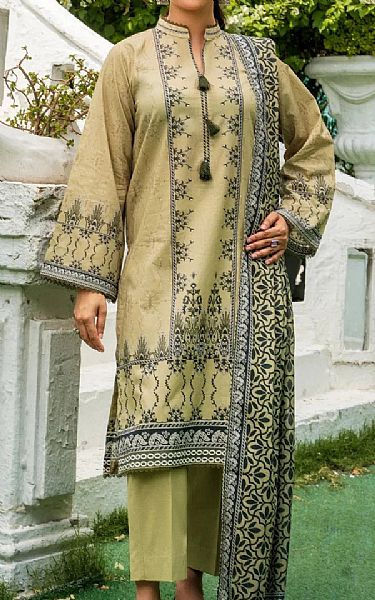 Khas Light Olive Lawn Suit | Pakistani Lawn Dress in USA- Image 1