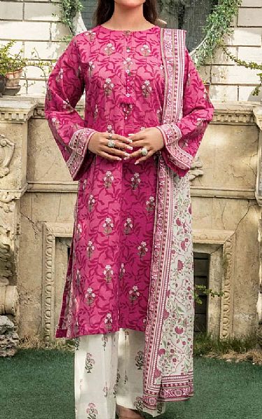 Khas Bright Pink Lawn Suit | Pakistani Lawn Dress in USA- Image 1