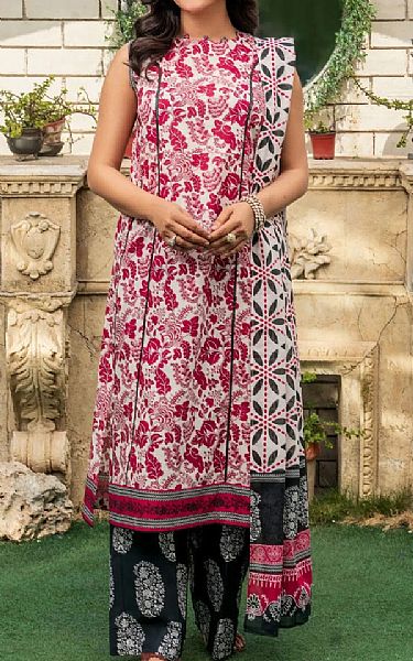 Khas Bright Pink/Off White Lawn Suit | Pakistani Lawn Dress in USA- Image 1