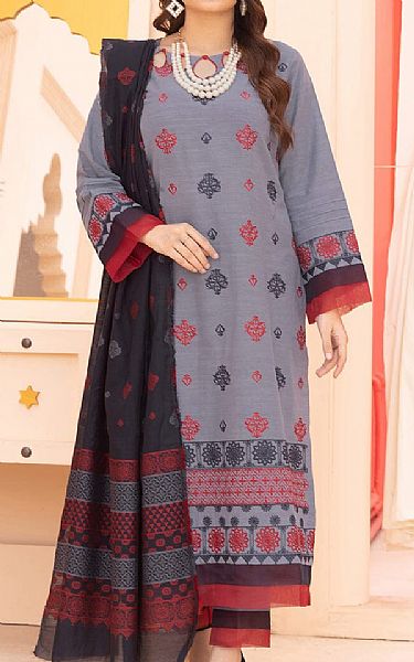 Khas Regent Grey Khaddar Suit | Pakistani Winter Dresses- Image 1