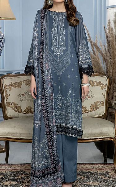 Kross Kulture Slate Grey Lawn Suit (2 Pcs) | Pakistani Dresses in USA- Image 1