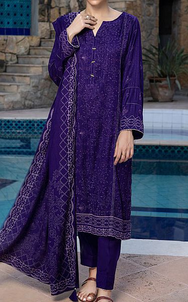 Lsm Majorelle Blue Woven Suit | Pakistani Winter Dresses- Image 1
