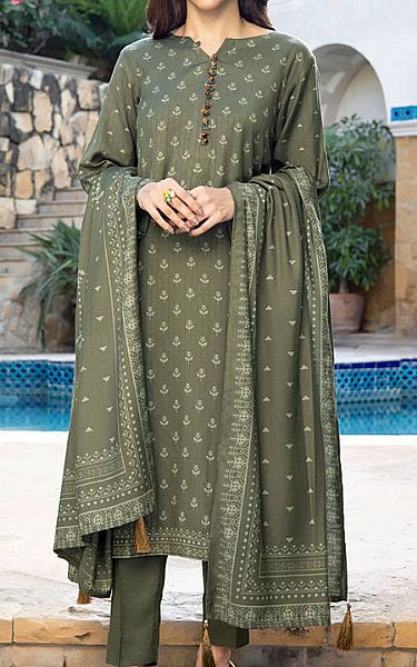 Lsm Sage Green Woven Suit | Pakistani Winter Dresses- Image 2