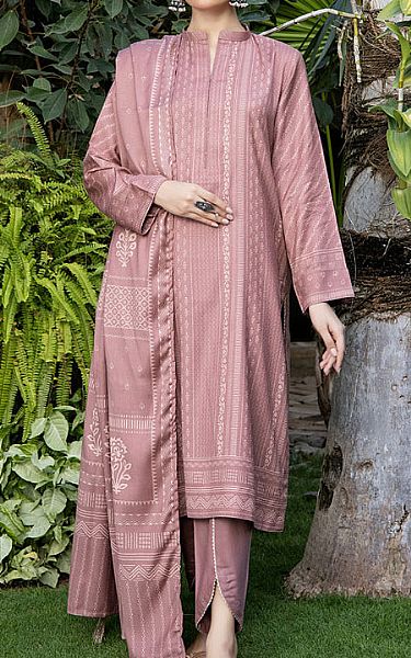 Lsm Baby Pink Woven Suit | Pakistani Winter Dresses- Image 1