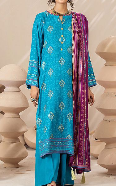 Turquoise Cashmere Suit | Lsm Pakistani Winter Dresses