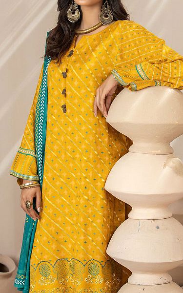 Golden Yellow Cashmere Suit | Lsm Pakistani Winter Dresses
