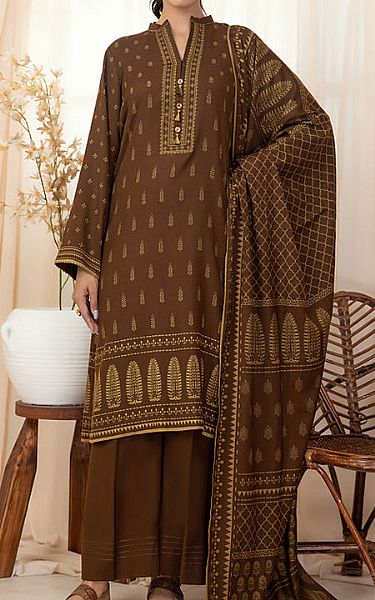 Lsm Dark Brown Woven Suit | Pakistani Winter Dresses- Image 1