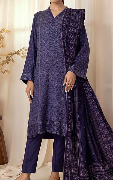 Lsm Navy Woven Suit | Pakistani Winter Dresses- Image 1