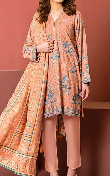 Lsm Peach Woven Suit | Pakistani Winter Dresses- Image 1