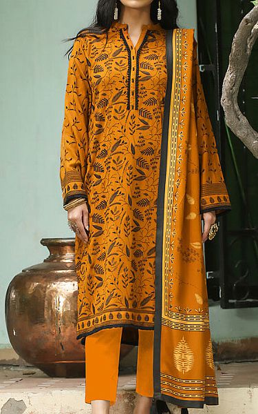 Lsm Orange Woven Suit | Pakistani Winter Dresses- Image 1