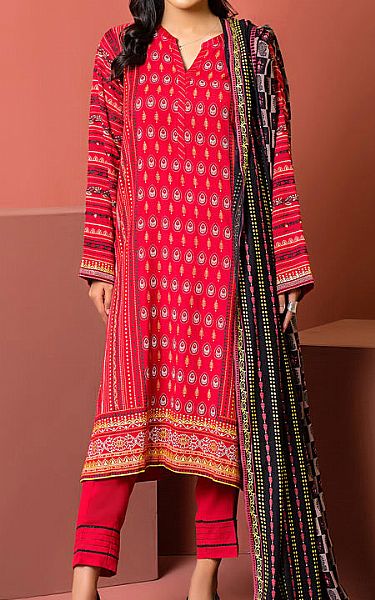 Lsm Carmine Red Pashmina Suit | Pakistani Winter Dresses- Image 1