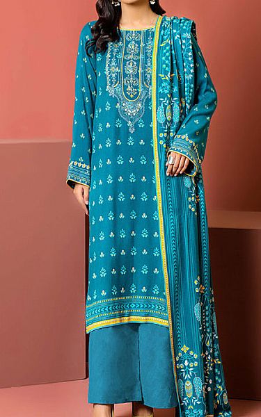 Lsm Turquoise Pashmina Suit | Pakistani Winter Dresses- Image 1