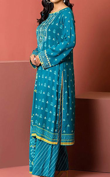 Lsm Turquoise Pashmina Suit | Pakistani Winter Dresses- Image 2