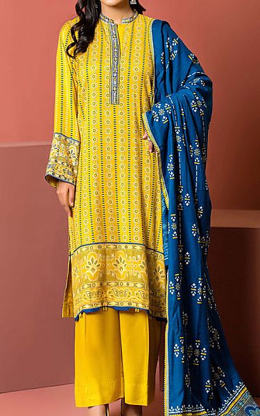 Lsm Yellow Pashmina Suit | Pakistani Winter Dresses- Image 1