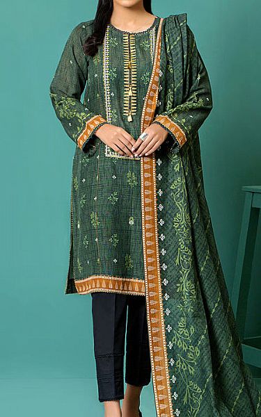 Lsm Hunter Green Khaddar Suit (2 Pcs) | Pakistani Winter Dresses- Image 1