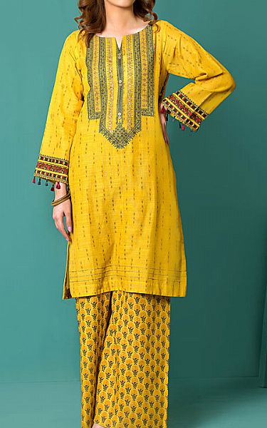 Lsm Golden Yellow Khaddar Suit (2 Pcs) | Pakistani Winter Dresses- Image 1