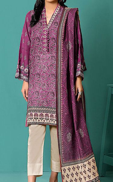 Lsm Plum Khaddar Suit (2 Pcs) | Pakistani Winter Dresses- Image 1