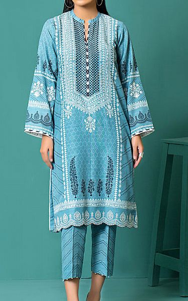 Lsm Light Turquoise Khaddar Suit (2 Pcs) | Pakistani Winter Dresses- Image 1