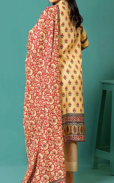 Lsm Light Golden Khaddar Suit (2 Pcs) | Pakistani Winter Dresses in USA- Image 2
