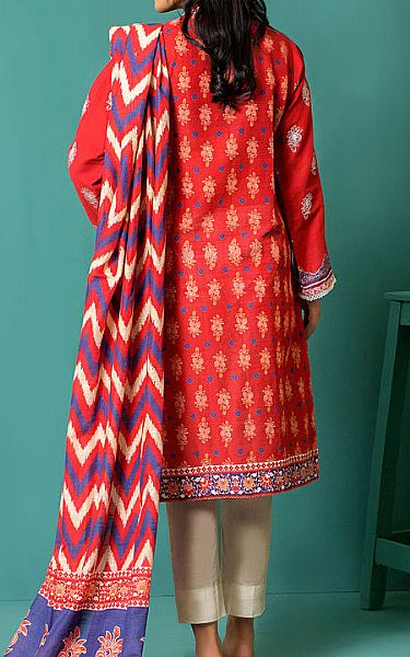 Lsm Flame Red Khaddar Suit (2 Pcs) | Pakistani Winter Dresses- Image 2