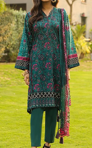 Lsm Emerald Green Lawn Suit | Pakistani Lawn Suits- Image 1