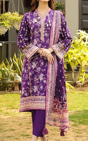 Lsm Purple Lawn Suit | Pakistani Lawn Suits- Image 1
