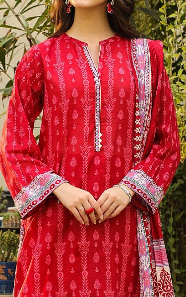 Lsm Red Lawn Suit | Pakistani Lawn Suits- Image 2
