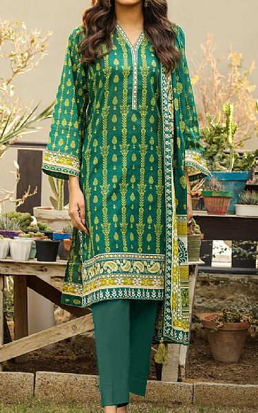 Lsm Green Lawn Suit | Pakistani Lawn Suits- Image 1
