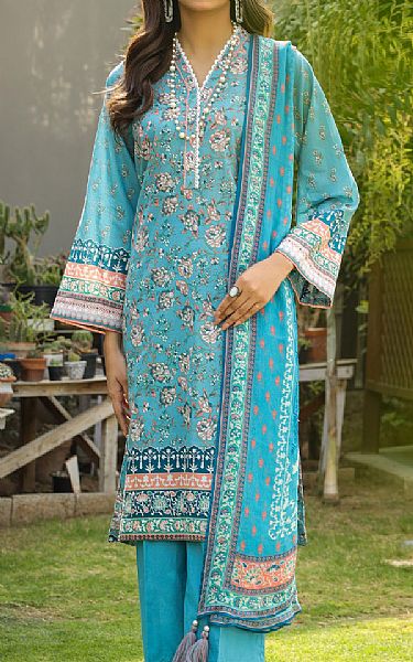 Lsm Turquoise Lawn Suit | Pakistani Lawn Suits- Image 1