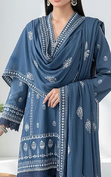 Lsm Denim Blue Marina Suit | Pakistani Winter Dresses in USA- Image 2