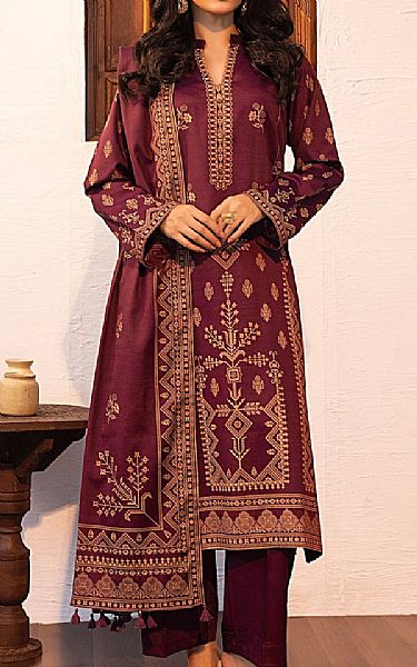 Lsm Wine Red Marina Suit | Pakistani Winter Dresses in USA- Image 1