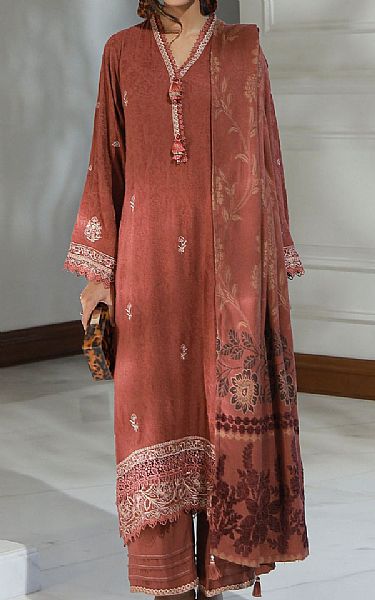 Lsm Rust Jacquard Suit | Pakistani Winter Dresses in USA- Image 1