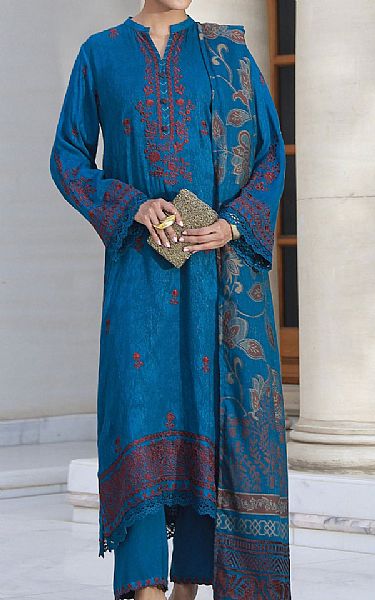 Lsm Zinc Blue Jacquard Suit | Pakistani Winter Dresses in USA- Image 1