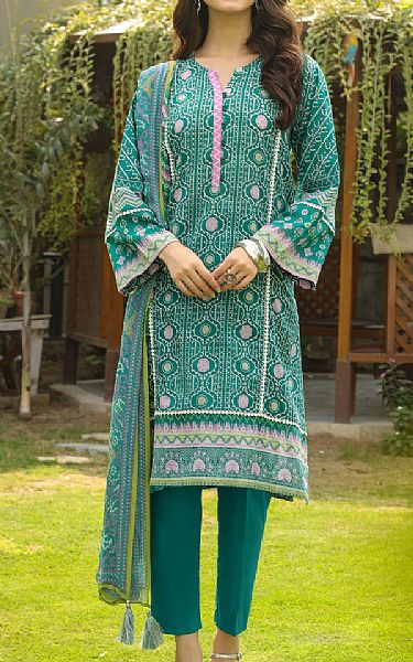 Lsm Emerald Green Lawn Suit | Pakistani Lawn Suits- Image 1