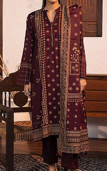 Lsm Maroon Marina Suit | Pakistani Winter Dresses in USA- Image 1