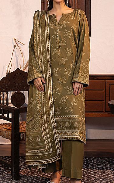 Lsm Olive Marina Suit | Pakistani Winter Dresses in USA- Image 1