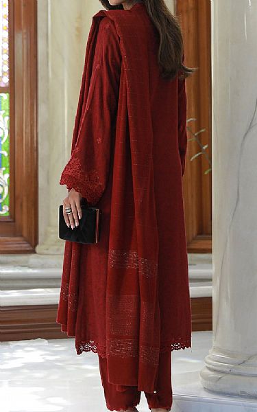 Lsm Scarlet Jacquard Suit | Pakistani Winter Dresses in USA- Image 2