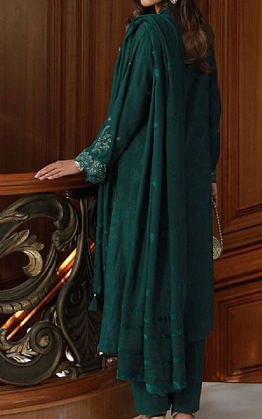 Lsm Bottle Green Jacquard Suit | Pakistani Winter Dresses in USA- Image 2