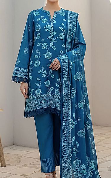 Lsm Zinc Blue Pashmina Suit | Pakistani Winter Dresses in USA- Image 1