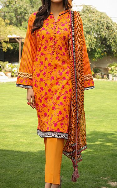 Lsm Orange Lawn Suit | Pakistani Lawn Dress in USA- Image 1