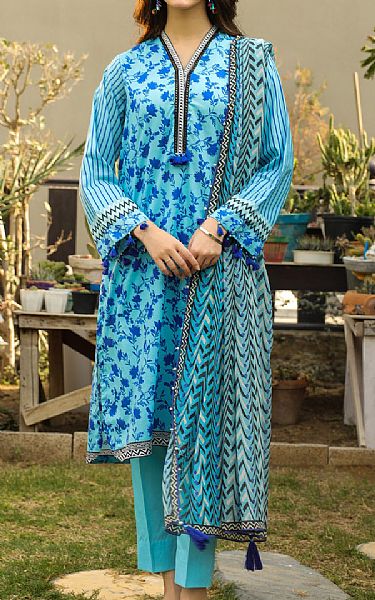 Lsm Fountain Blue Lawn Suit | Pakistani Lawn Suits- Image 1