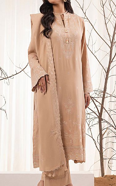 Beige Wool Suit | LSM Pakistani Winter Dresses | Custom Stitched Pakistani Winter Suits